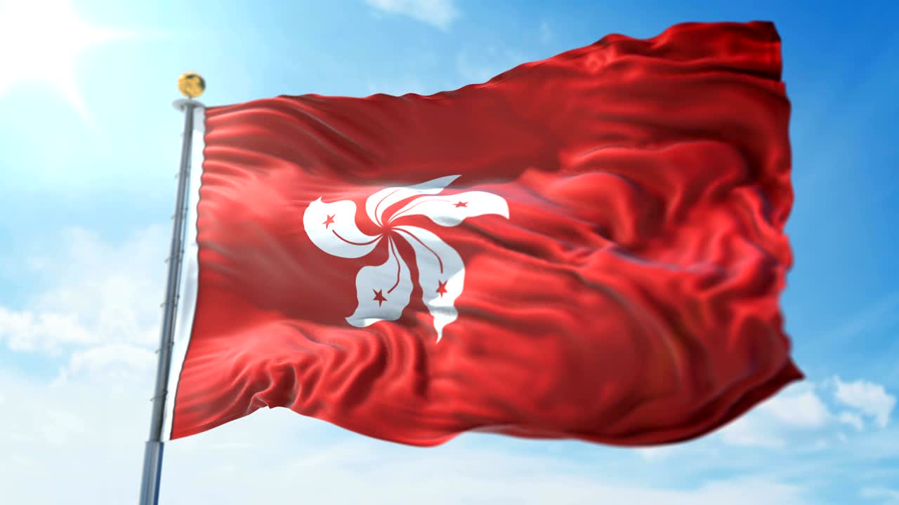 홍콩 발의 3d 렌더링 영상: 아름다운 섬유 천 줄이 흔들리고