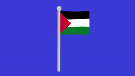 loop animation of the flag of palestine waving on a chroma key blue background