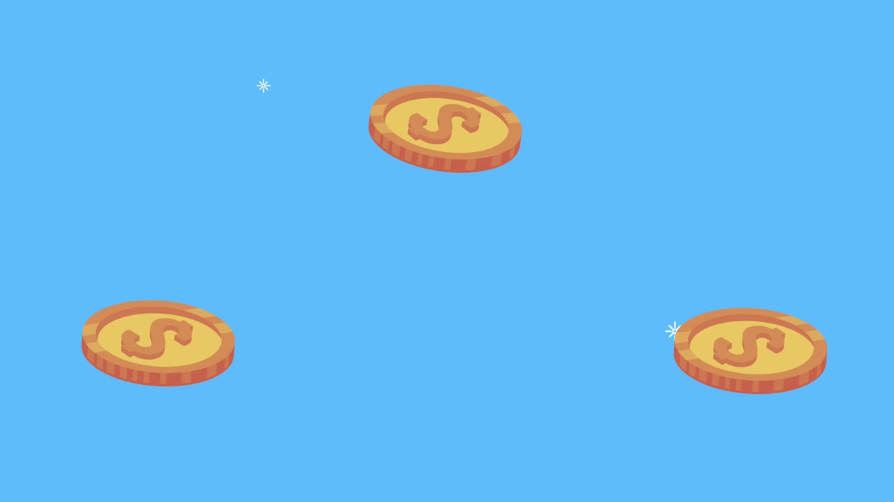 animación de la economía financiera con monedas dinero dólares