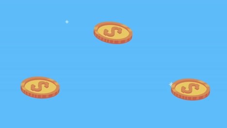 animación de la economía financiera con monedas dinero dólares