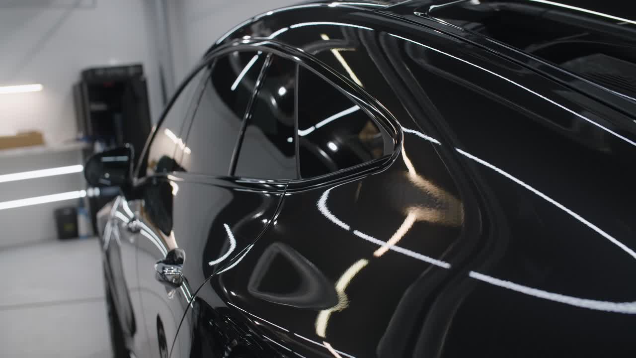 Close-up of a meticulously detailed black car