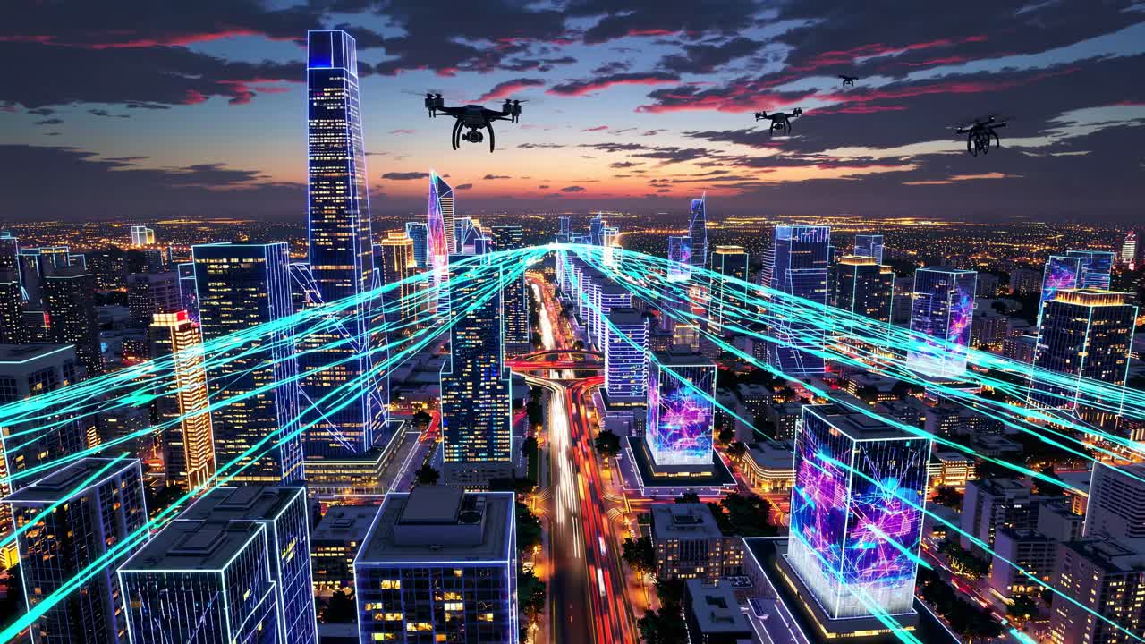 ciudad inteligente del futuro - conectividad de drones