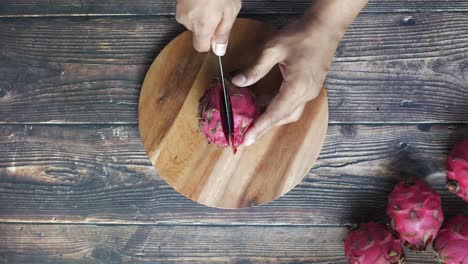 preparing dragon fruit