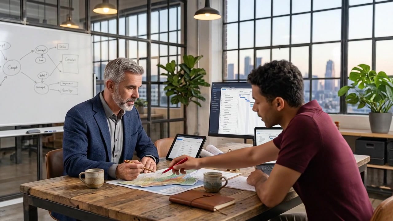 Business Professionals Reviewing Project Documents During Office Meeting