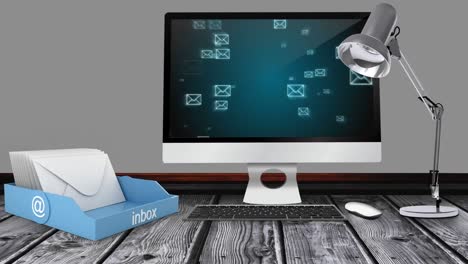 PC-screen-showing-E-mail-Icons-Video