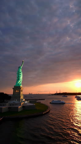 iconic views of the statue of liberty: sunset and close-ups
