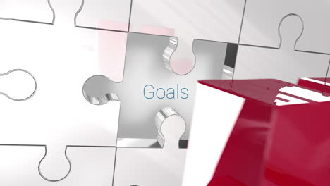 key unlocking piece of puzzle showing goals