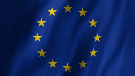 Wehende-Animation-Der-Blauen-Nationalflagge-Der-EU-Mit-Gelben-Sternen-In-Der-Mitte