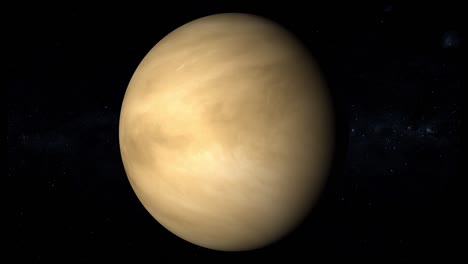 realistic venus planet spinning and zooming in space, among the stars, 4k loop