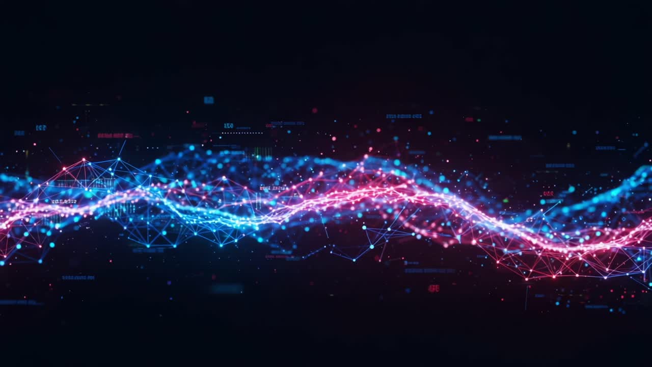 A Stunning Visual Representation of Data Flow with Vibrant Blue and Red Light Trails, Showcasing the Intricacies of Network Connectivity and Information Exchange
