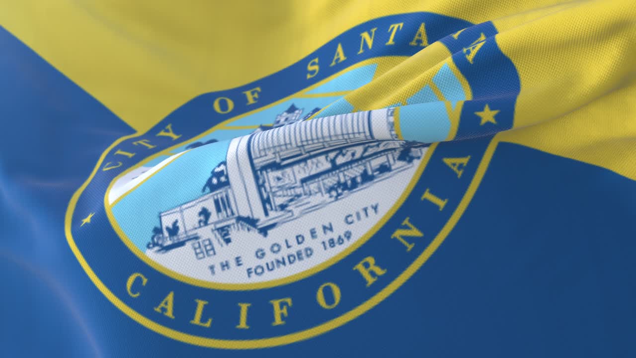 Bandiera della città di Santa Ana, California, Stati Uniti d'America, loop lento