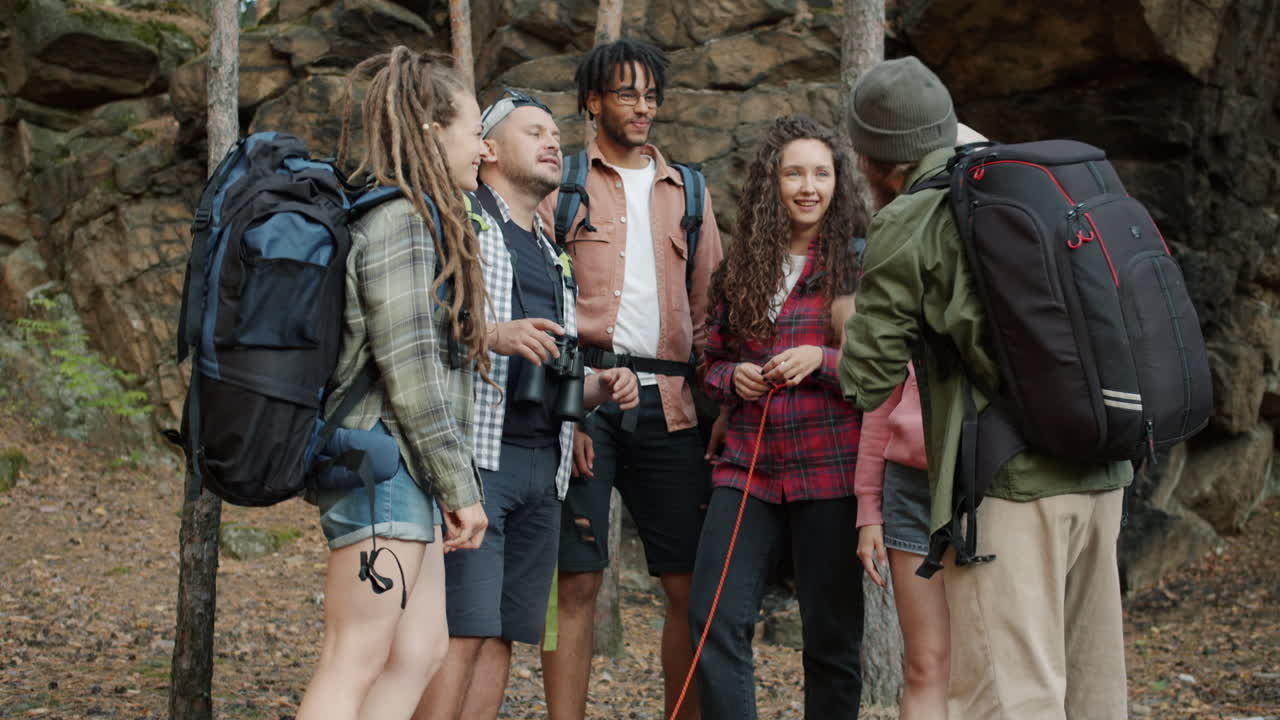 Friends Hiking in the Woods