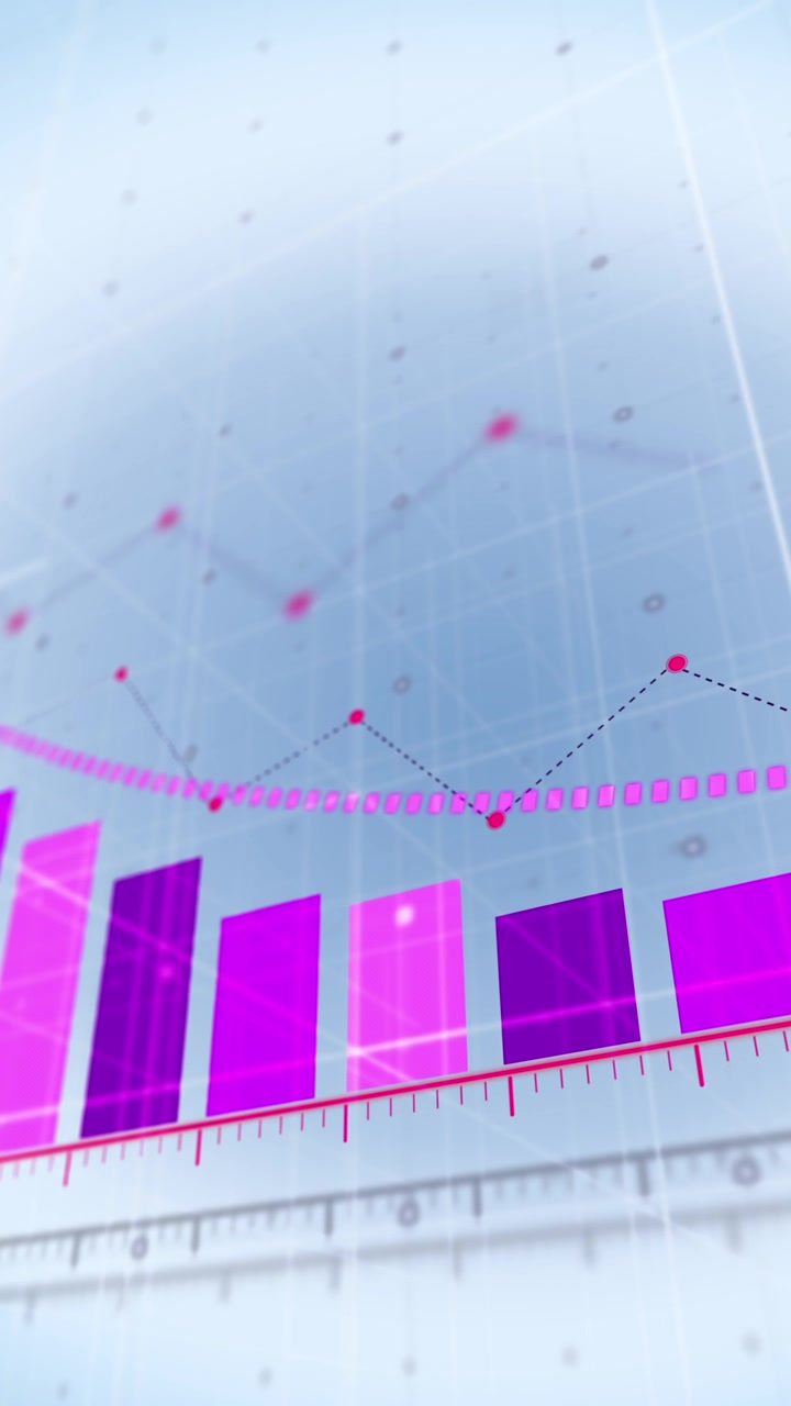 Animazione dell'elaborazione di dati finanziari su sfondo blu
