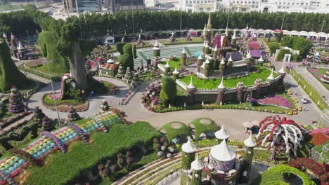 drone view of miracle garden, the largest natural flower garden in the world with over 150 million flowers of more than 120 varieties