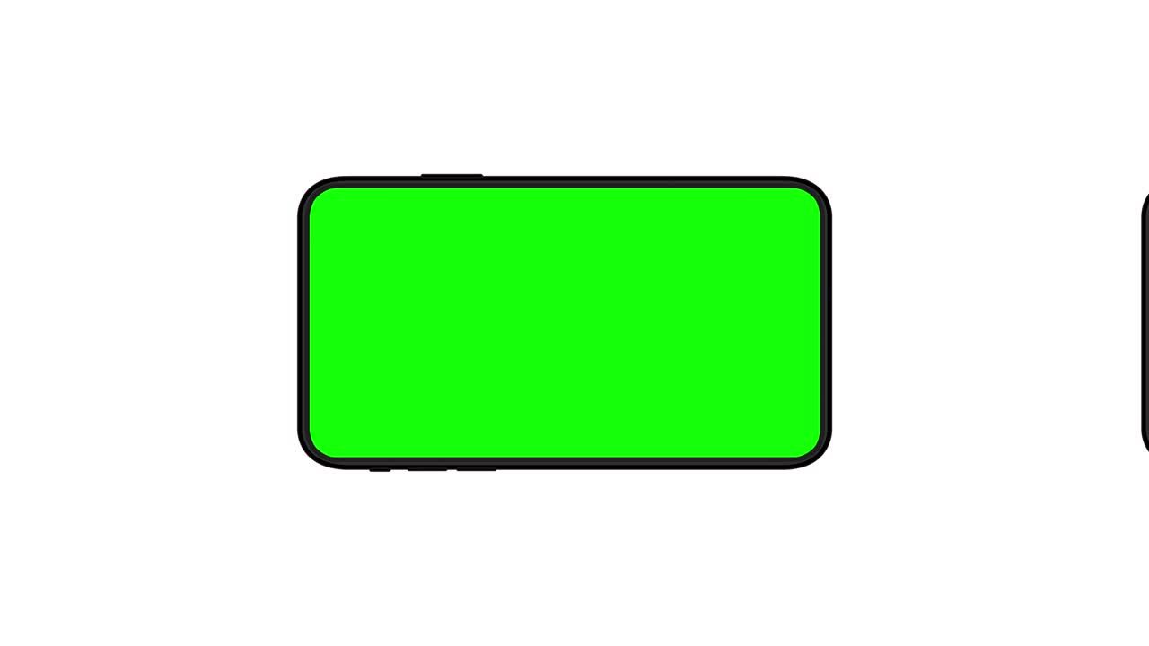 4K animation of moving smartphone mockups.
Green background for chroma key on the smartphone screen.