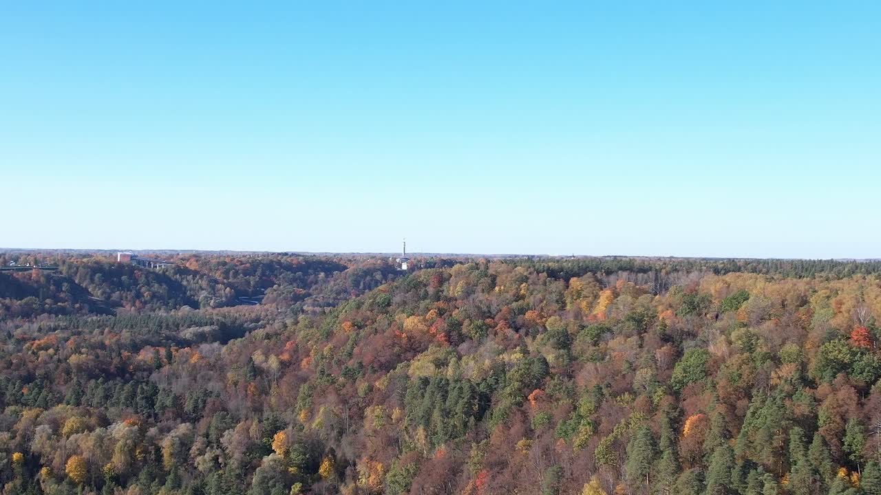 Colors of autumn in Sigulda, Latvia show forests and hills