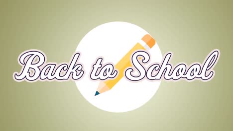 Animation-of-back-to-school-text-over-pencil-icon-on-green-background