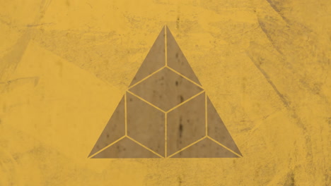 Triangle design against textured yellow background