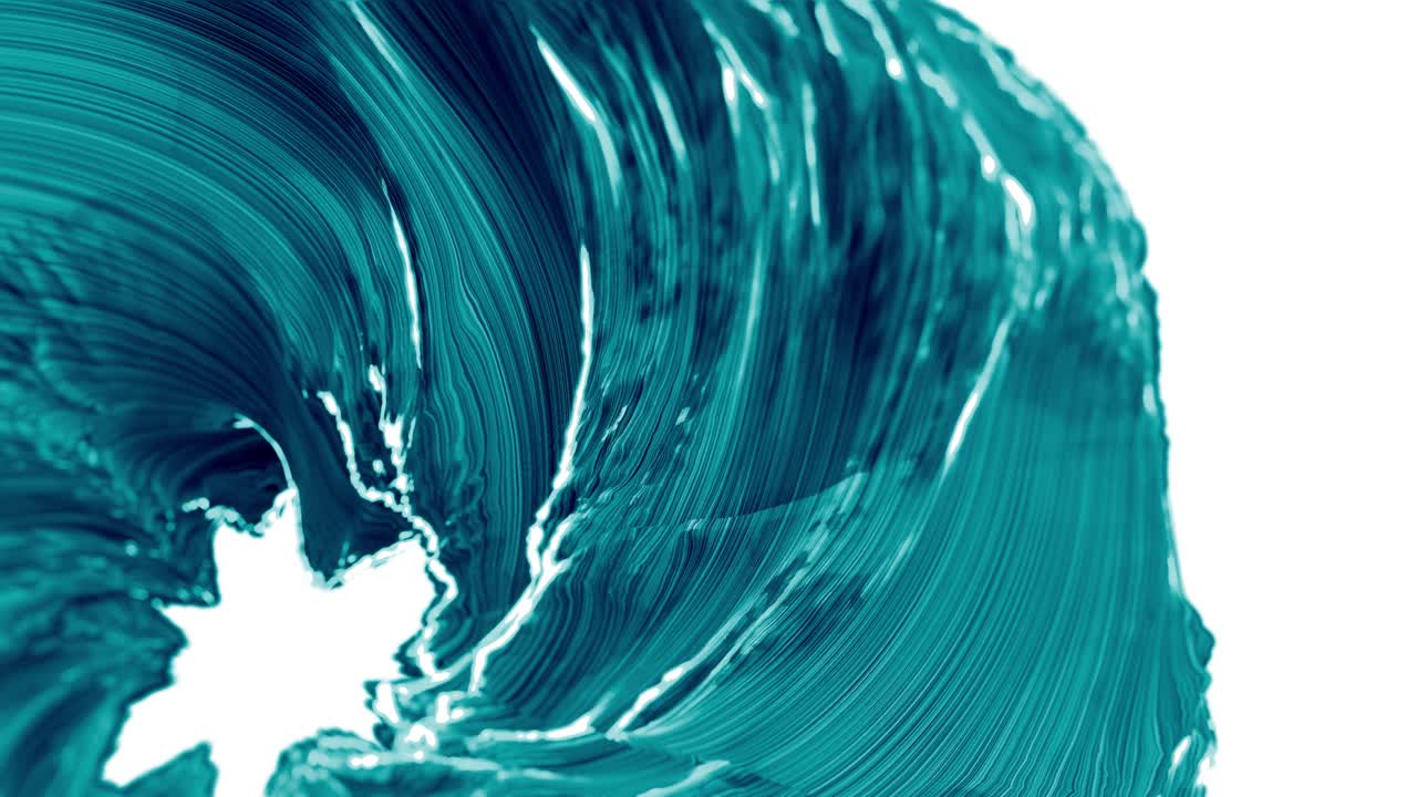 Blue wavy surface with swirls on white background. 3d loop background