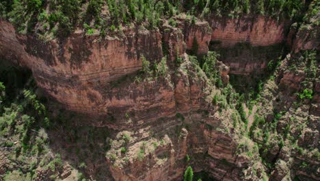 Toma-Aérea-De-Un-Gran-Cañón-Rocoso-Empinado-Cubierto-De-Pinos-Verdes-En-El-Cañón-Glenwood-Colorado-Ee.uu.