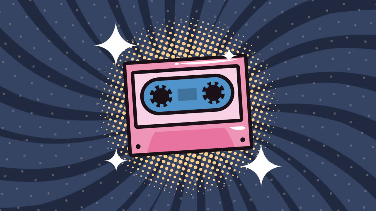 ilustración de cassette de audio retro