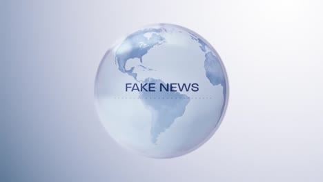 animation of words fake news written with globe in background