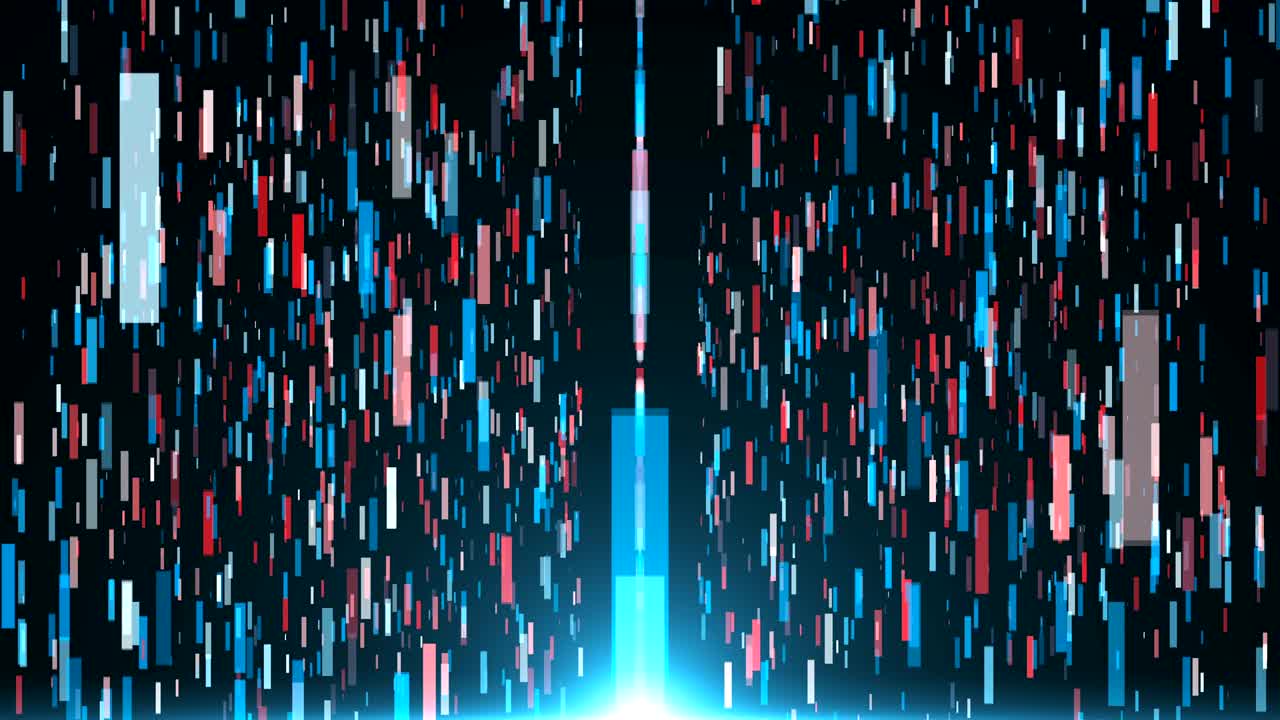 블랙 스페이스에서 디지털 디그퍼런트 백라인 - 현대적 추상화, 컴퓨터 생성 배경, 3d 렌더링