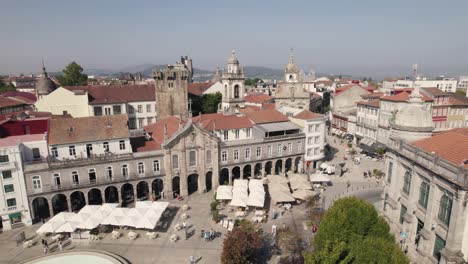 republic square in sunny day, braga in portugal