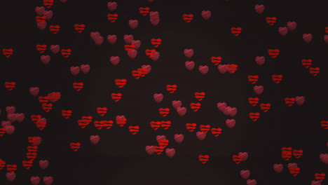 animation of red hearts floating on black background