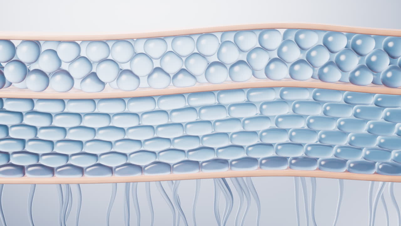 피부 세포 배경과 화장품 개념, 3d 렌더링