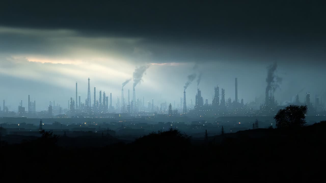Industrial Landscape with Smokestacks
