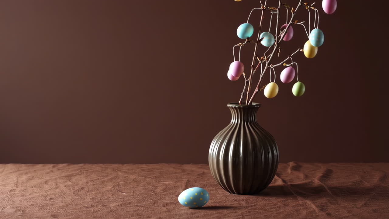 Easter eggs decoration in a vase