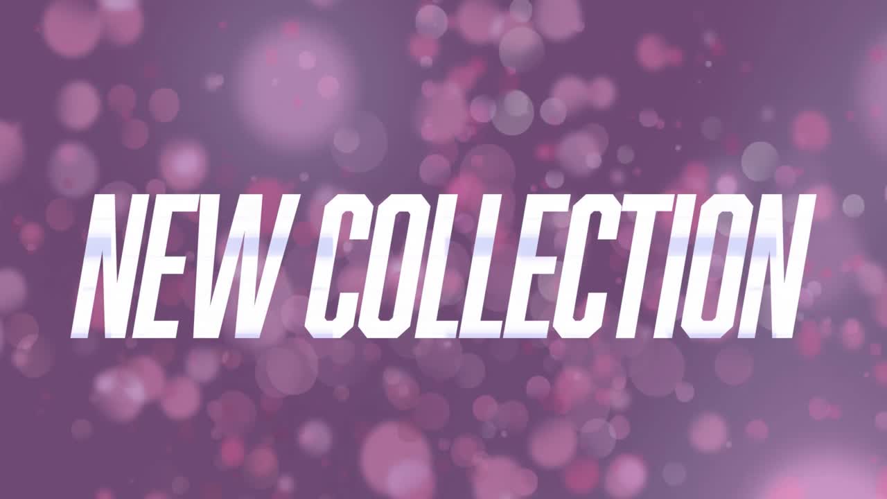 보라색 배경에 렌즈 플레어 위에 새로운 컬렉션의 애니메이션