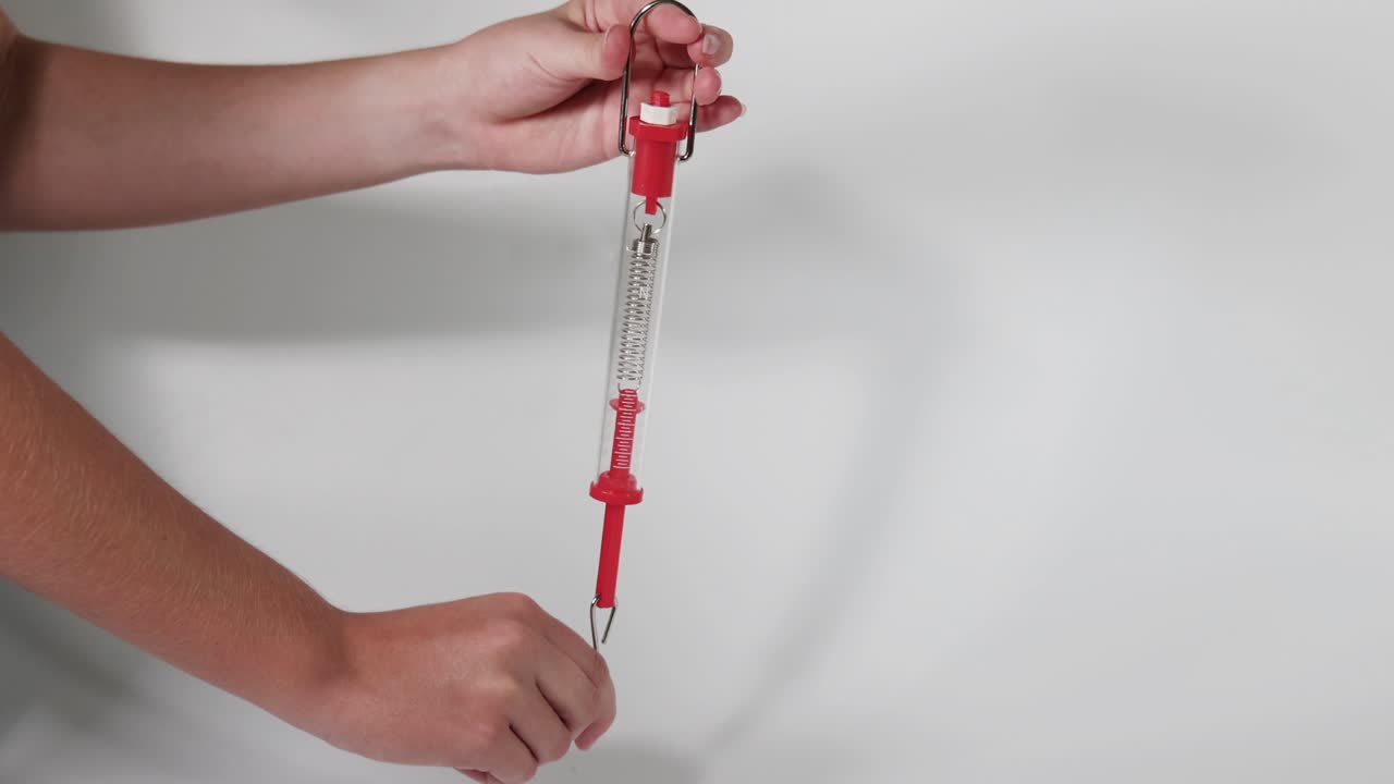 스프링 스케일의 사용을 보여주는