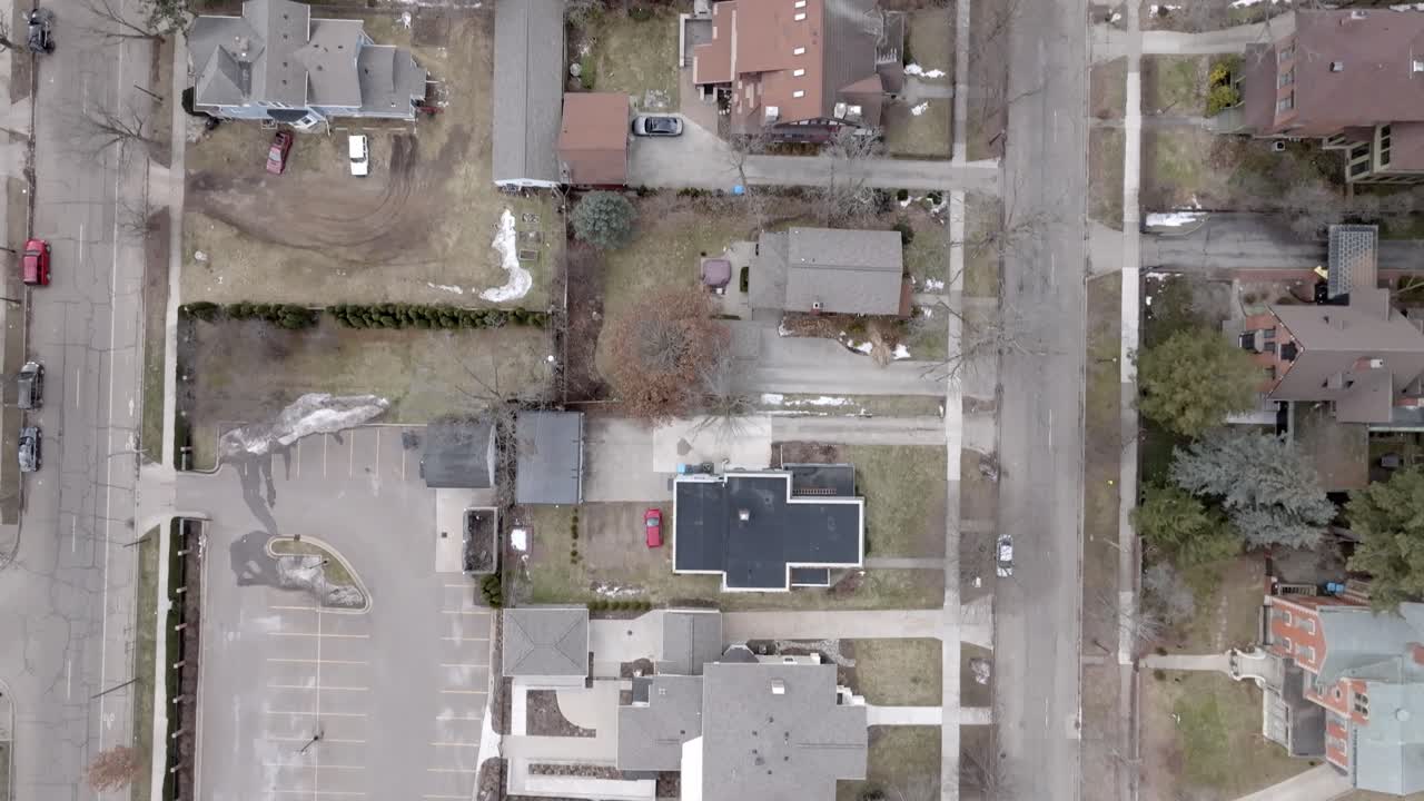 Kalamazoo, Michigan neighborhood homes with drone video overhead.