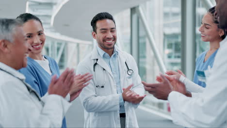 doctors, group of people and applause for support