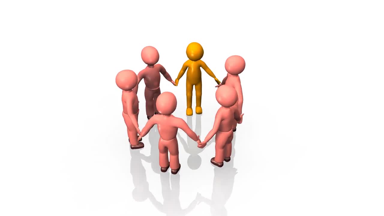 3d 비즈니스 팀이 원으로 서 있습니다.