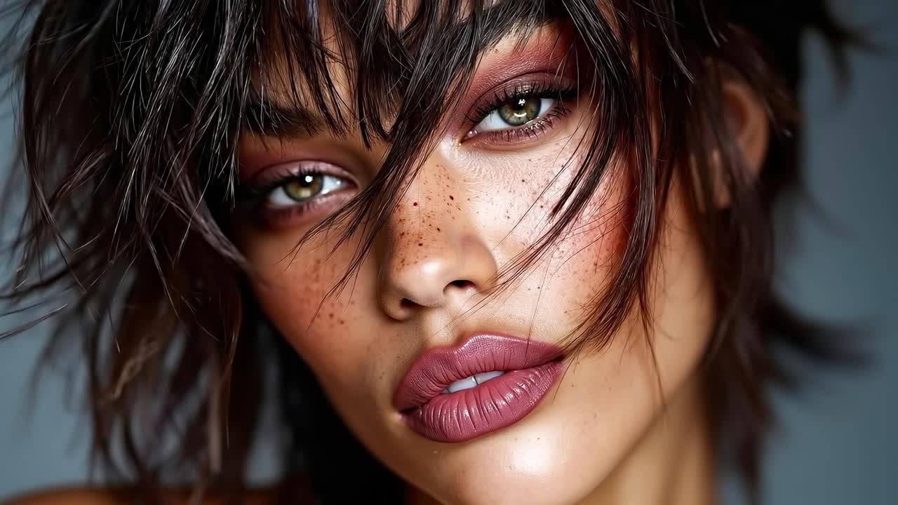 et nærbillede af en kvinde med fregner i ansigtet