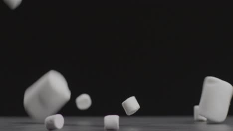 close up shot of marshmallows falling down