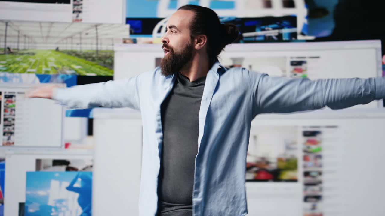 Young guy with ambition connecting on a social network in the digital world