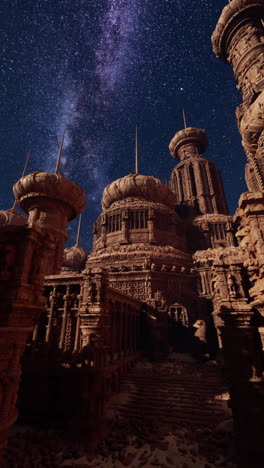 a grand, ancient temple under a starry sky