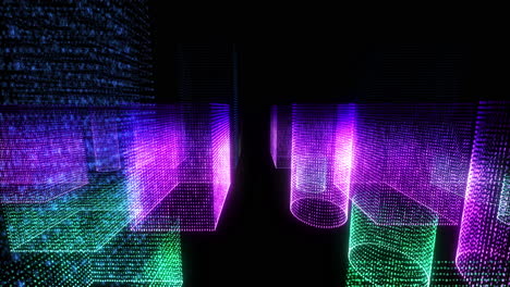 abstract glowing cubes in a dark digital space