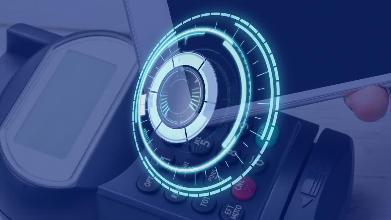 검은색 배경에서 처리되는 숫자에 대한 범위 스캔의 애니메이션.