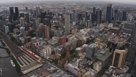 aerial view of the melbourne central business district in the late afternoon