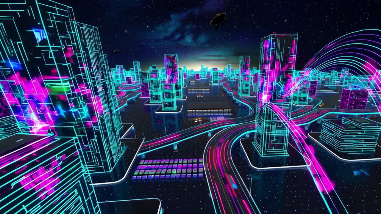 Cyberpunk Futuristic City at Night