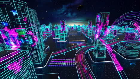 cyberpunk futuristic city at night