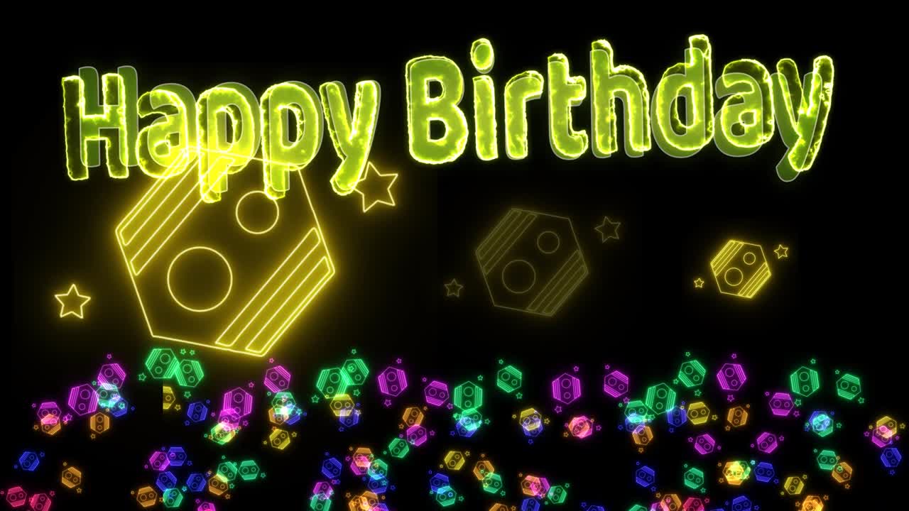 arco iris grandes cohetes pequeños pequeños volando lentamente y feliz efecto de cumpleaños