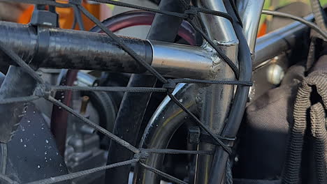 close up detail of carbon steel paramotor paraglider frame structure