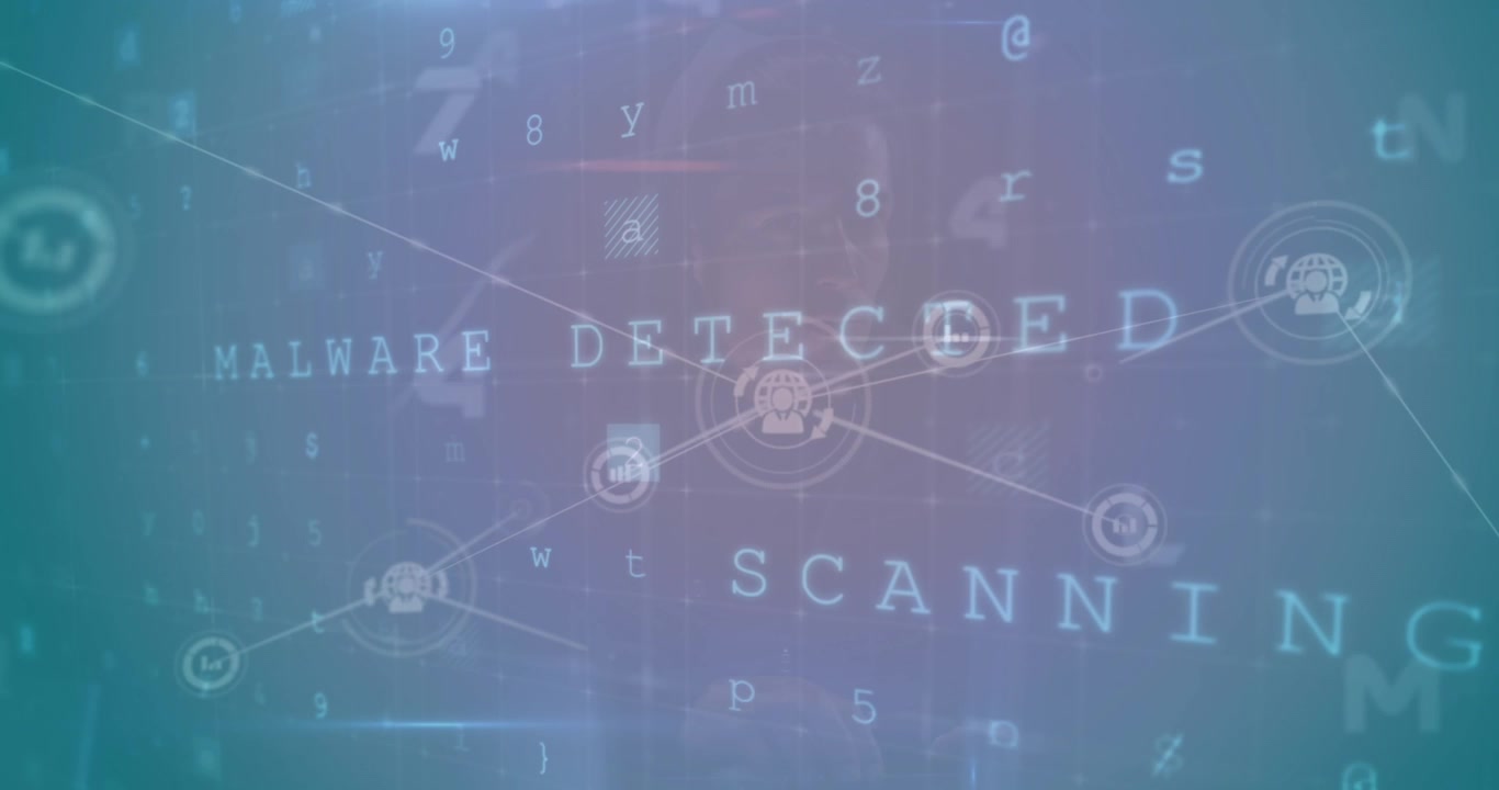 Cybersecurity Concept with Digital Scanning and Malware Warning Overlay