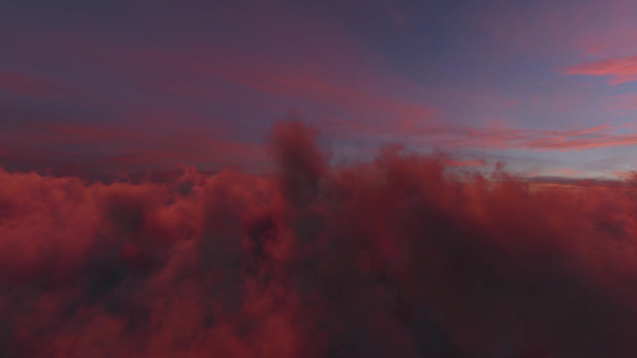 영화적인 일몰 위를 날아다니는 은 구름 운동 배경 루프